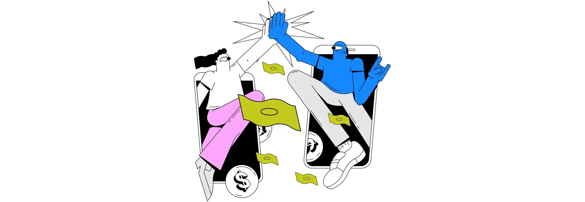 personas recibiendo dinero de préstamos en línea